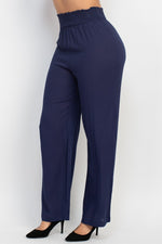 High Rise Shirred Waist Pants