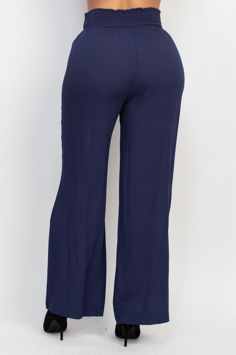 High Rise Shirred Waist Pants