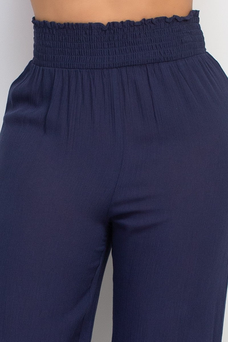 High Rise Shirred Waist Pants