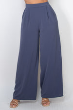 Pleated High Rise Wide Pants