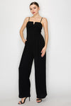 V-Bar Smocked Wide Leg Jumpsuit