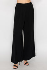 High Rise Pleated Wide Leg Elastic Pants