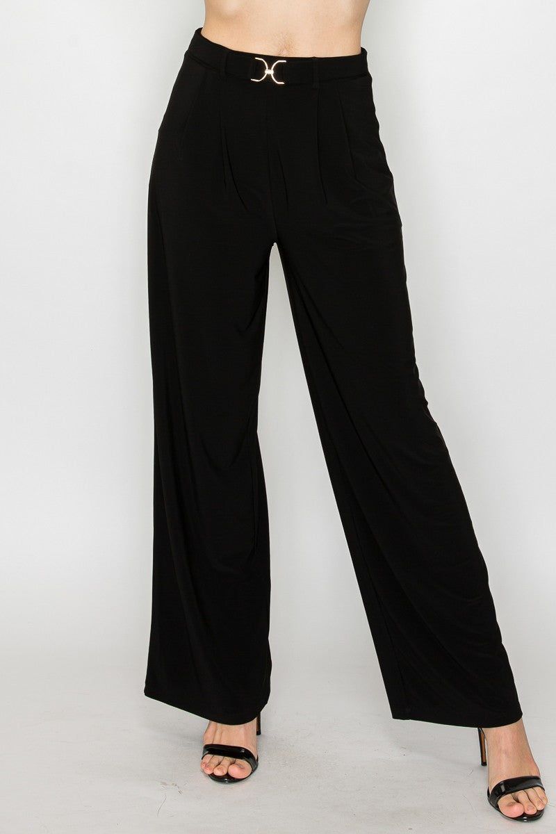 Trim Detail Pleated Elastic Pants