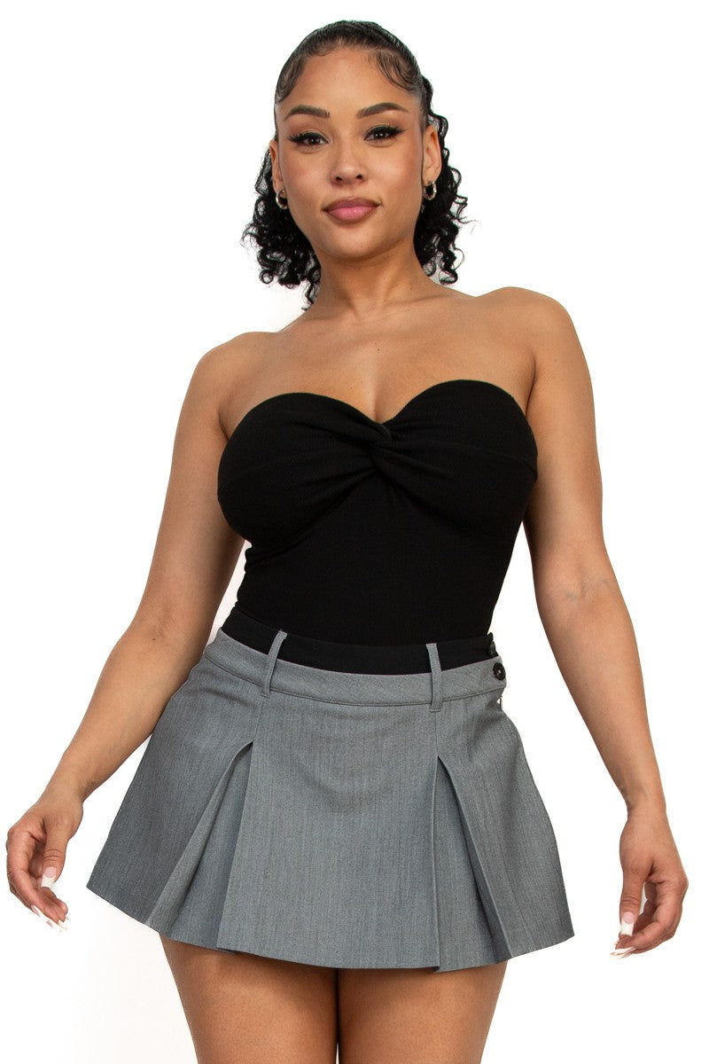 Twisted Front Solid Tube Top