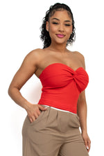Twisted Front Solid Tube Top