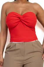 Twisted Front Solid Tube Top