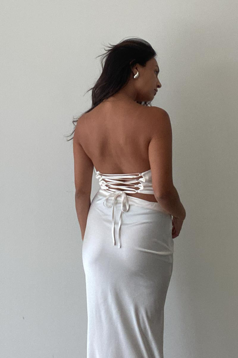 Satin Corset Top With Chiffon Detail