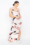 Square Floral Sleeveless Slit Maxi Dress