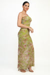 Tube Leaves Patterned Shirring Dress