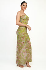 Tube Leaves Patterned Shirring Dress