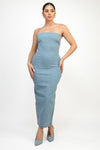 Back Slit Zippered Tube Denim Dress
