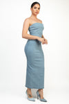 Back Slit Zippered Tube Denim Dress