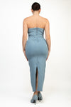 Back Slit Zippered Tube Denim Dress