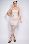 Rhinestone Tube Fishnet Bodycon Dress
