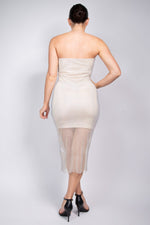 Rhinestone Tube Fishnet Bodycon Dress