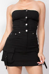 Cargo Pockets Cinched Tube Dress