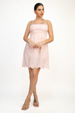 Eyelet Smocked Scallop Hem Dress