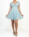 Eyelet Floral Textured Puff Sleeve Mini Dress