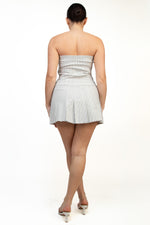 Tube Stripe Pleated Cargo Mini Dress