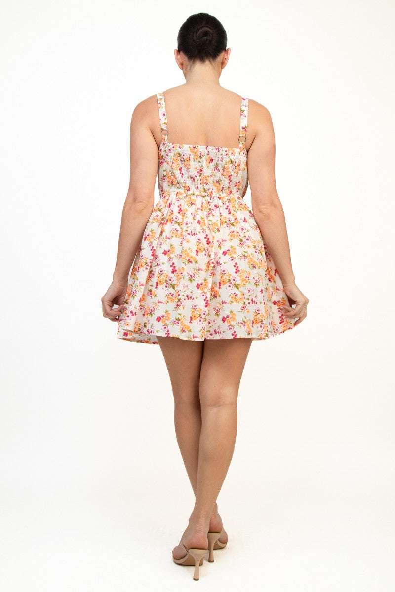 Bouncy Floral Corset Mini Dress