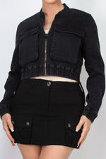 Denim Big Pocket Bomber Jacket