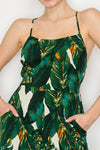 Tropical Crisscross Tie Wide Leg Jumpsuit