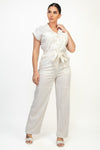 Belted Button Down Linen Jumpsuit