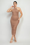 Halter Neck Open Back Midi Dress