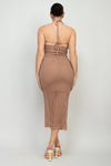 Halter Neck Open Back Midi Dress