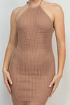 Halter Neck Open Back Midi Dress