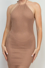 Halter Neck Open Back Midi Dress
