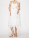 Front Tie Smocked Maxi Dress