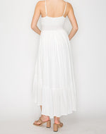 Front Tie Smocked Maxi Dress