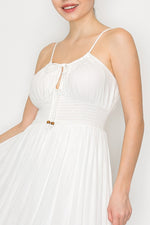 Front Tie Smocked Maxi Dress