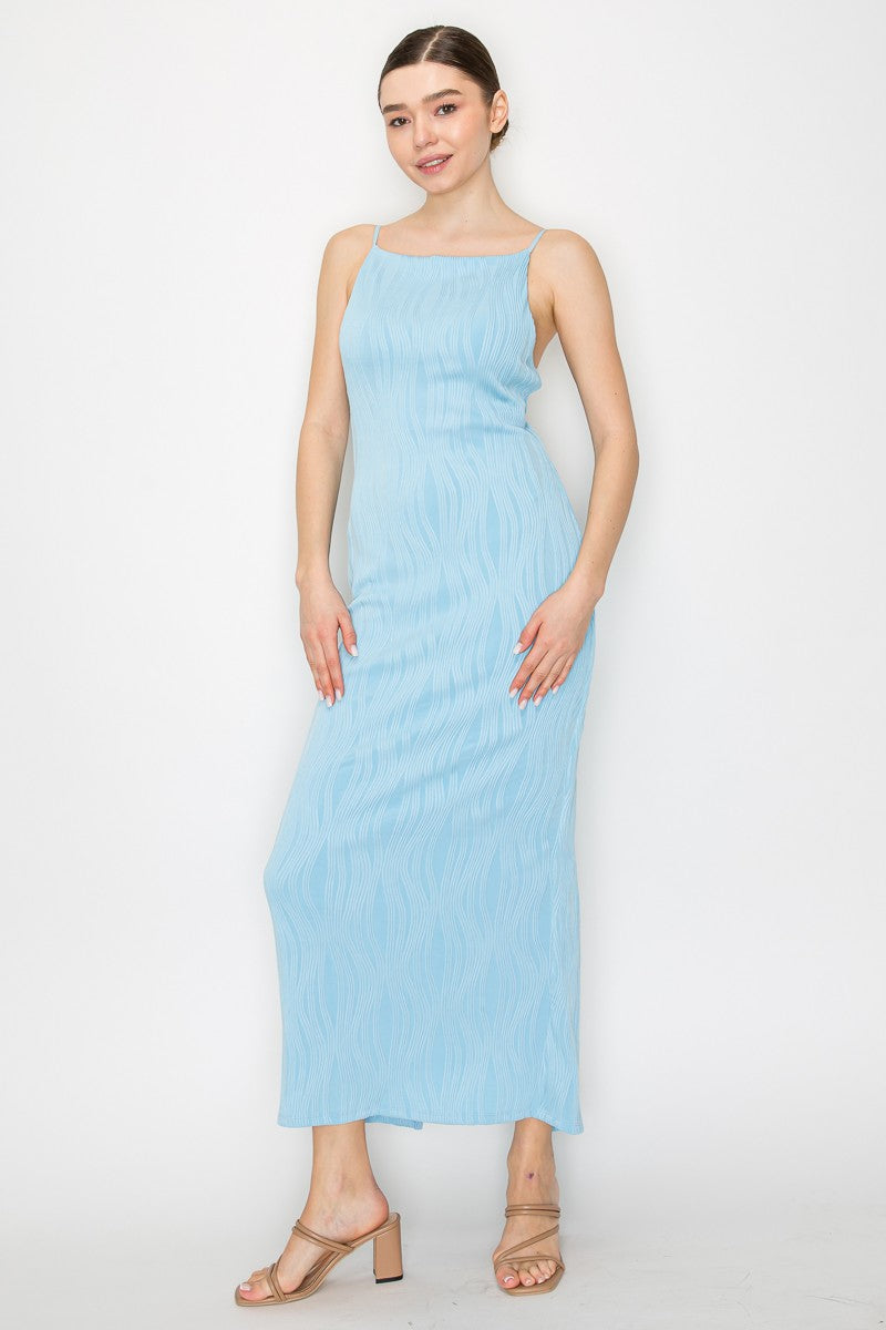Zip Up Slit Textured Dress
