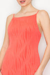 Zip Up Slit Textured Dress