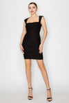 Textured Heart Shape Neck Mini Dress