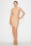 Textured Heart Shape Neck Mini Dress