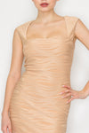 Textured Heart Shape Neck Mini Dress