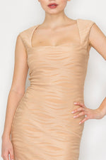 Textured Heart Shape Neck Mini Dress