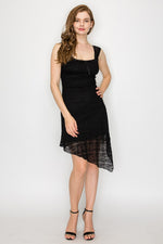 Lace Asymmetric Ribbon Bodycon Dress