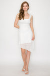 Lace Asymmetric Ribbon Bodycon Dress