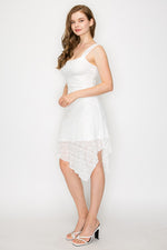 Lace Asymmetric Ribbon Bodycon Dress