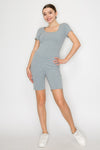 Scoop Short Sleeve Rib Romper