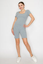 Scoop Short Sleeve Rib Romper