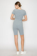 Scoop Short Sleeve Rib Romper