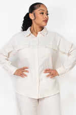 Button Down Texture Oversize Shirt
