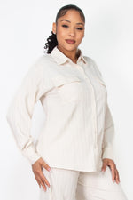 Button Down Texture Oversize Shirt