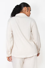 Button Down Texture Oversize Shirt