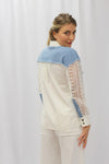 Denim Lace Button Down Top